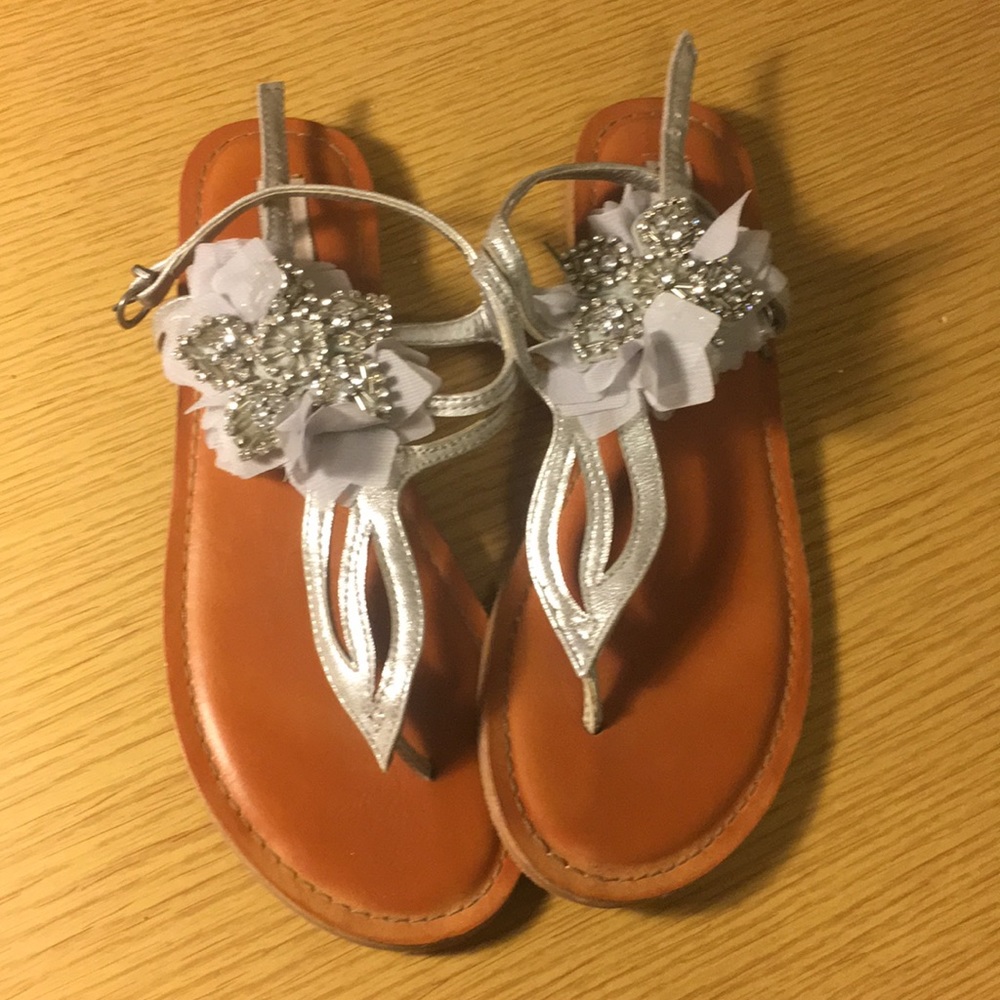 Silver beaded sandals